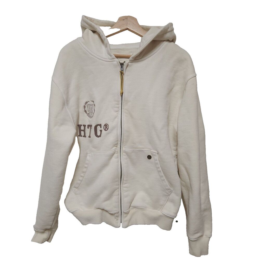 Honor The Gift Inner City HTG Men's Cream with Beige Letters Zip Hoody Jacket S